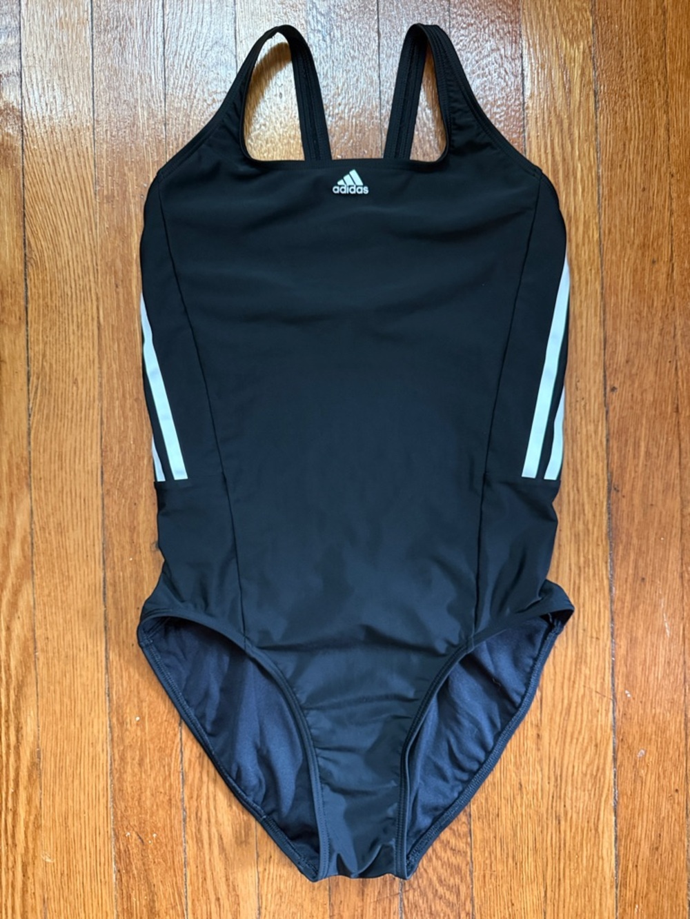 Adidas Black Swimsuit with White Side Stripes sz10 summer 09/21 princess seems
